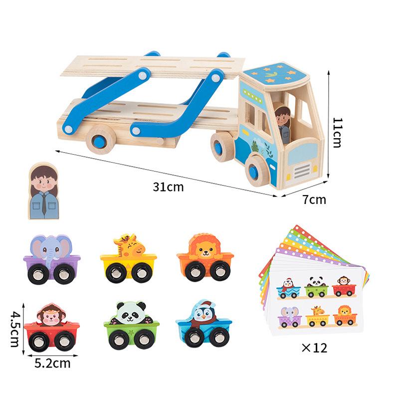 

Wooden Transport Car Toys for Toddler,Montessori Animals&Food Matching Game,Early Cognition Education Activity Toys синий