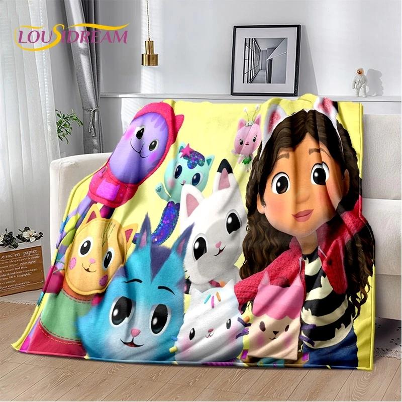 Cartoon Cute Gabbys Dollhouse Girl Soft Flannel Blanket for Bed Bedroom Sofa Picnic,Throw Blanket Children Outdoors Leisure Gift