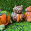 Vivid Animal Head Sculpture Resin Miniature Figurine Ornament Halloween Pumpkin Owl Statue  Desktop