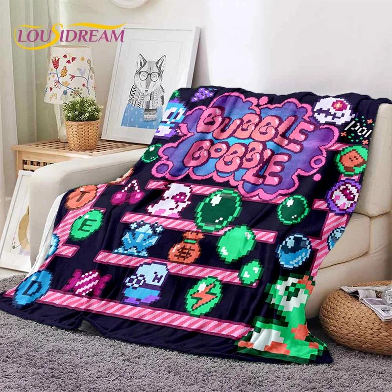 Cartoon Bubble Bobble Puzzle Bobble Retro Game Soft Flannel Blanket for Beds Bedroom Sofa Picnic,Throw Blanket Outdoors Leisure