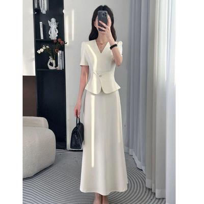 Women's French Chic Summer Suit Set: Light Luxury Top & High-Waisted Petite Skirt