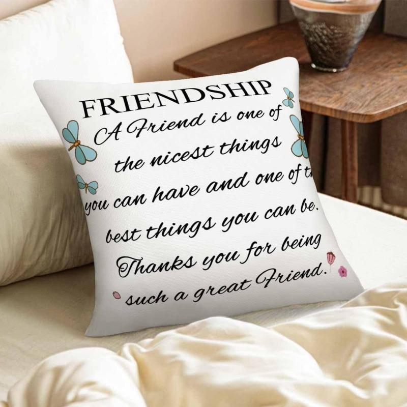 1Pc Friendship Quote Dragonfly Throw Pillow Cover,Suitable For Sofa,Bedroom,Living Room,A Heartwarming Gift For Best Friends