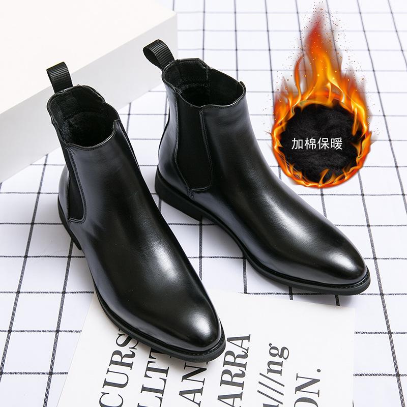 British style autumn and winter velvet leather boots large size fashion Chelsea boots, trendy foot boots mens sneakers