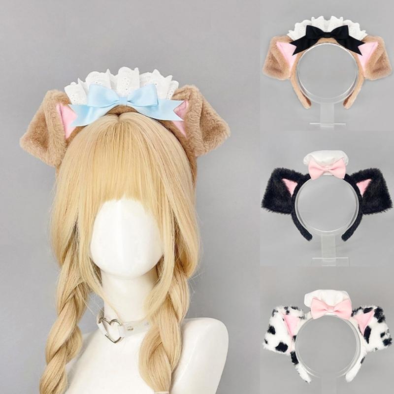 Soft Plush Dog Ear Hairband For Women Girls Cosplay Anime Hair Hoop Party Costume Sweet Style Accessory