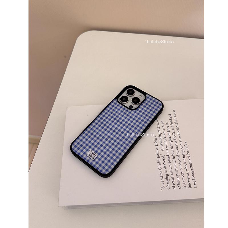 

Новый Корейский Ins Модный Маленькая Синяя Клетка Ретро Темперамент Чехол Для Телефона Для iPhone16 15 14 13 12 11Pro Max Max Plus Продвинутый Y2K Чехол For iPhone 16 Pro Max