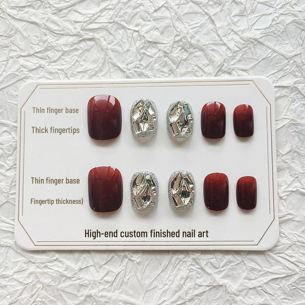Cherry Diamond Wearable Manicure: Autumn Winter Removable Bling False Nail Patches (A546)
