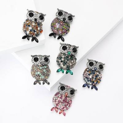 Personalized Retro Owl Brooch Fashion Elegant Rhinestone Bird Pin Clothing Accessories
