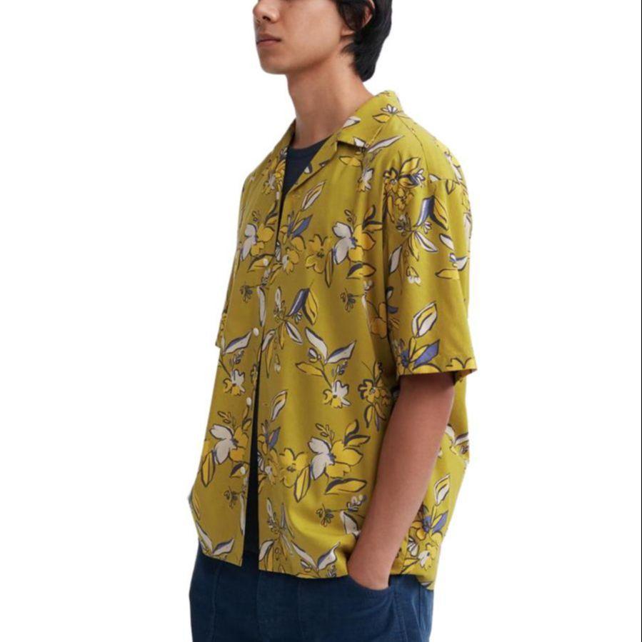 UNIQLO Open Collar Short Sleeve Shirt Unisex shirts Tan 458355-47