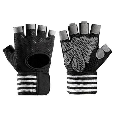 Guanti Sportivi Fitness Neri Resistenti all'Usura Traspiranti Mezzi Guanti Supporto per la Mano Polsino per Sollevamento Pesi Sport 3 Taglie