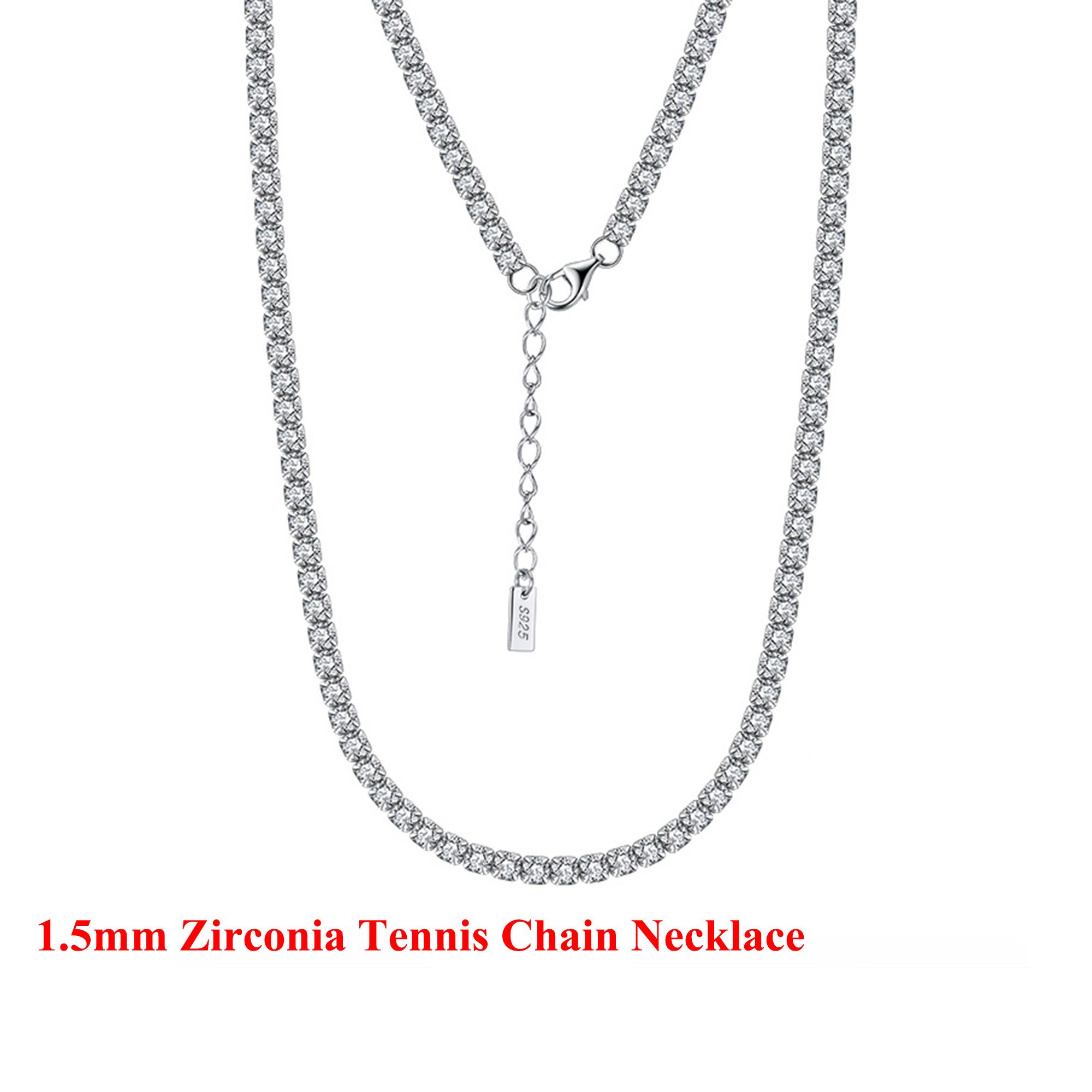 

Effie Queen 925 Silver 2.5-4mm Tennis Chains Choker Necklace With Round ZIrconia for Men, Women Gift 2026 Trend Necklace SC48 40cm