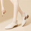 New Style of Coarse-heeled Soft Leather Shallow Toe Shoes, Versatile Soft-soled Mid-heel Women's Shoes