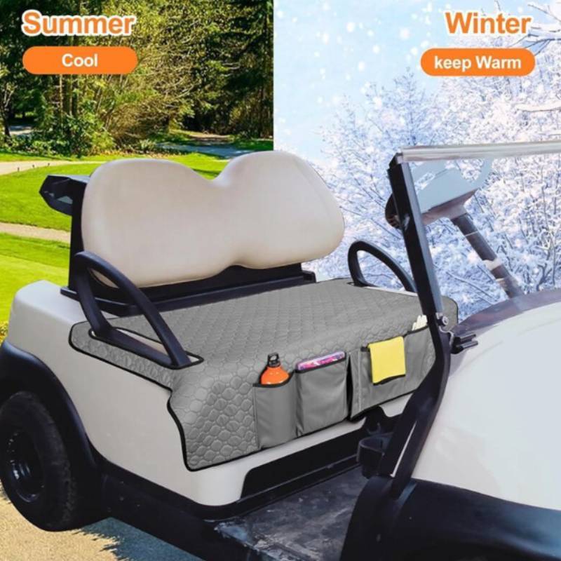 Golf Cart Seat Cover With Four Front Pockets And Nonslip Base For Outdoor Golfing