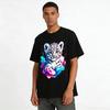 Watercolor Snow Leopard Cub Print Casual Trendy Short Sleeve Top Pure Cotton T-shirt