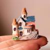 Mini House Micro Landscape Miniature Resin Village House Figurine Tiny Bonsai Terrarium Crafts for Dollhouse Fairy Garden Flowerpots Fish Tank Decor