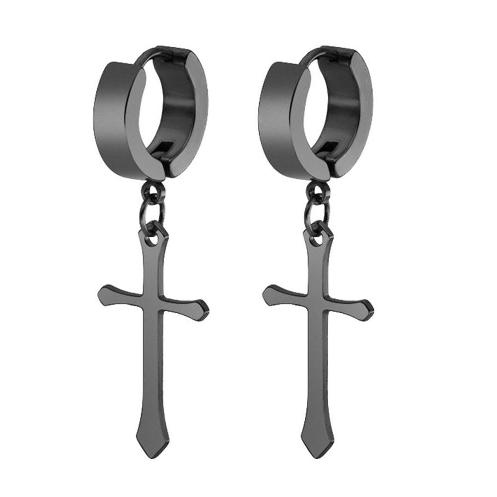 1 Pair Punk Stainless Steel Stud Earrings Black Earrings Set For Men Women Vintage Hip Hop Piercing Ear Fashionable and Minimalist Jewelry