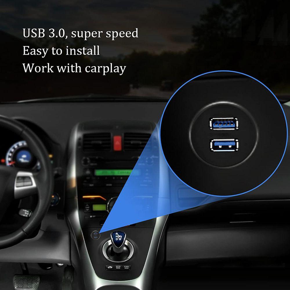 Truck Waterproof Round Car Dashboard USB 3.0 Extension Cable Panel Flush Mount