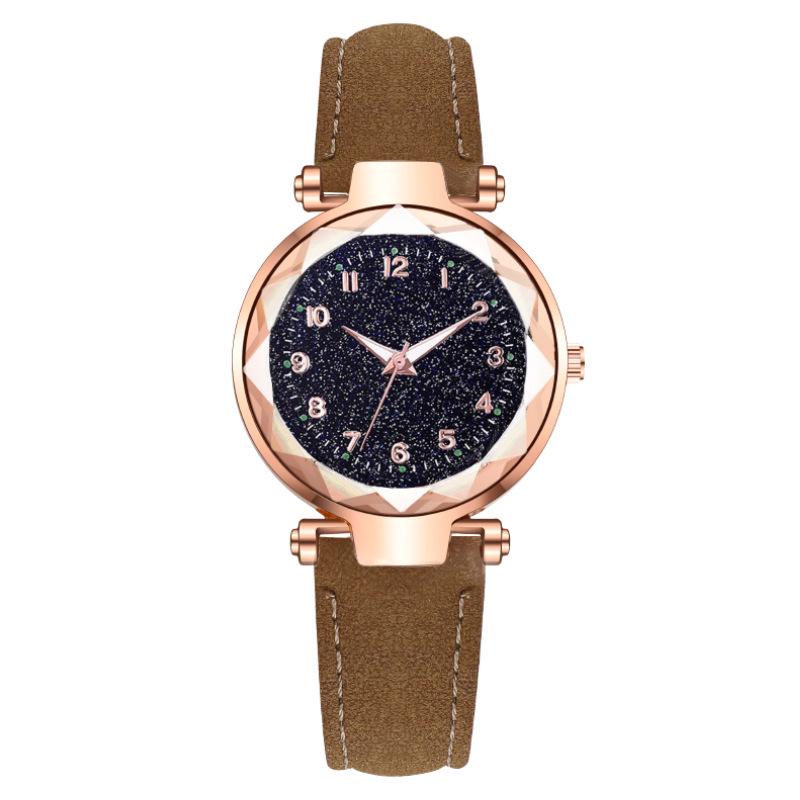 Starry Sky Women's Digital Leather Strap Fashion Watch
