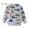 Unisex Children Sweatshirt Cartoon Dinosaur Printing Elastic Cuffs And Hem Round Neck Long Sleeve Loose Kids Top for Sport School Daily