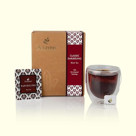 Octavius | Classic Darjeeling Black Tea -100 Tea Bags | 100% Pure & Authentic Darjeeling Tea | Premium Black Tea| 100 Teabags -(2gm Each)