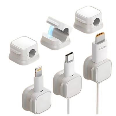 DIZLAS Magnetic Cable Holder, Cable Clip, USB Cord, Wire Management, Storage, Desktop, Desk, Convenient Item (White)