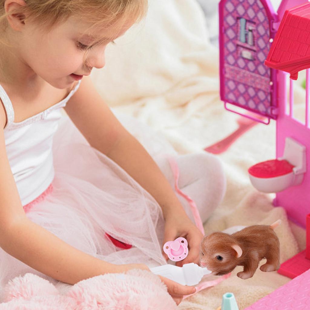 Lifelike Reborn Puppy/Piggy Doll Soft Silicone Mini Doggy/Pig Doll Toys with Feeding Bottle Accessories Kids Christmas Doll Gift