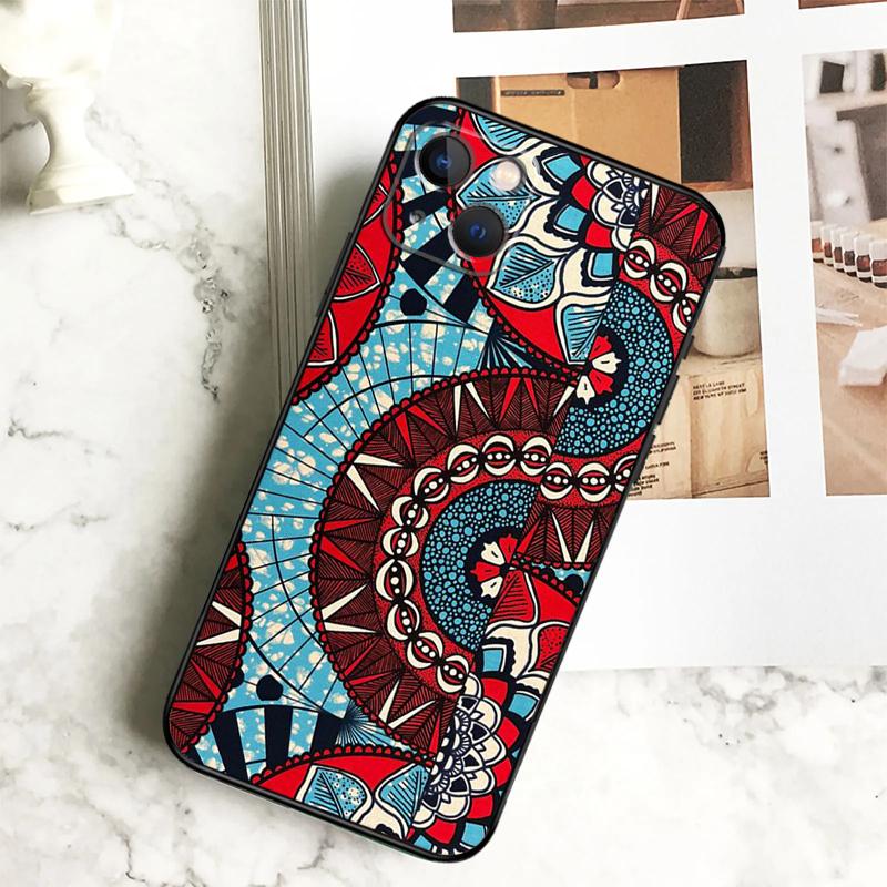 African Wax Print Design Phone Case For iPhone 17 16 15 14 12 11 13 Pro Max Plus 12 13 Mini 16e 17 Air Cover Coque