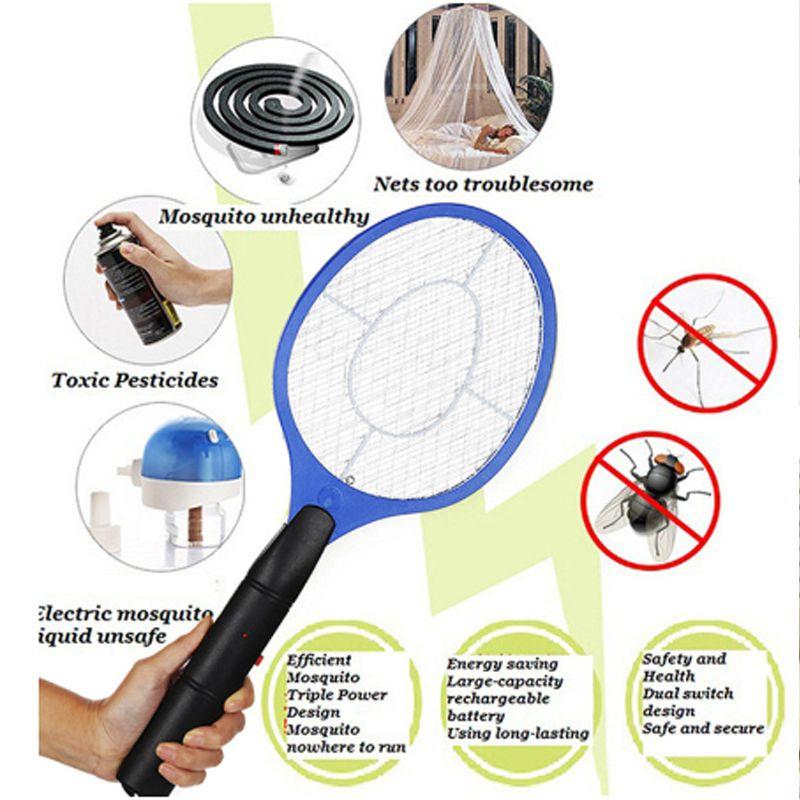 Fly Handheld Electric Swatter Zapper Use Insect Racket Bug Mosquito Killers