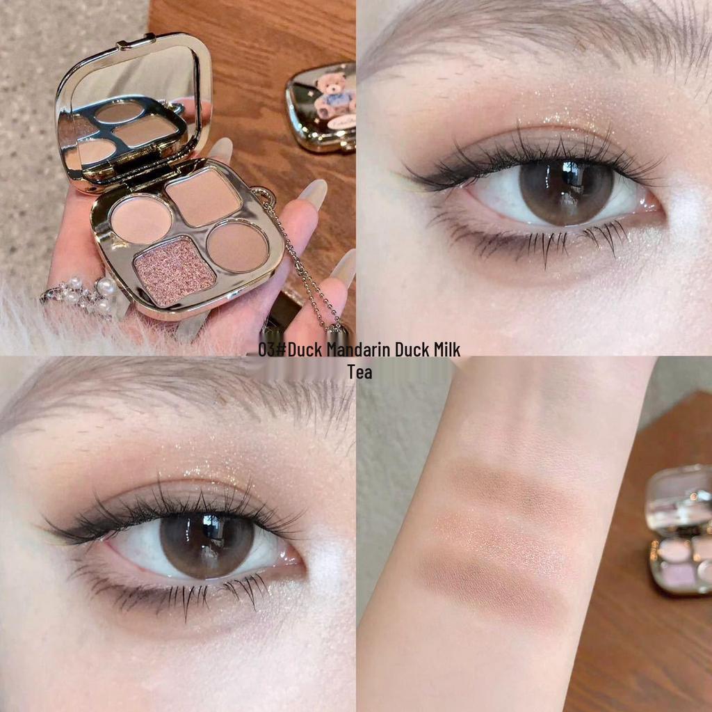 Kakashow Little Bear Earth Tones Eyeshadow Palette - Shimmer & Matte Finish, Under-eye Brightener, Student-Friendly.