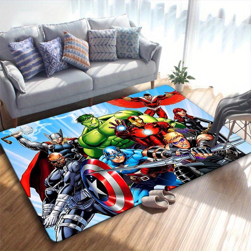 1pc Marvel Avengers Super Heroes Area Rug, Non-Slip Floor Mat, Cartoon Character Design, Soft Velvet, Room Decor, Washable Indoor Carpet