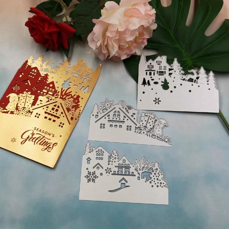 Christmas DIY Art Craft Card Decoration House Tree Snowman Santa Cut Die Embossing Stencil For