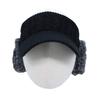 [Withmoons] Women's Winter Hat with Fluffy Earflaps and Knitted Sun Visor, Warm and Cozy, JDV1300 (Black)