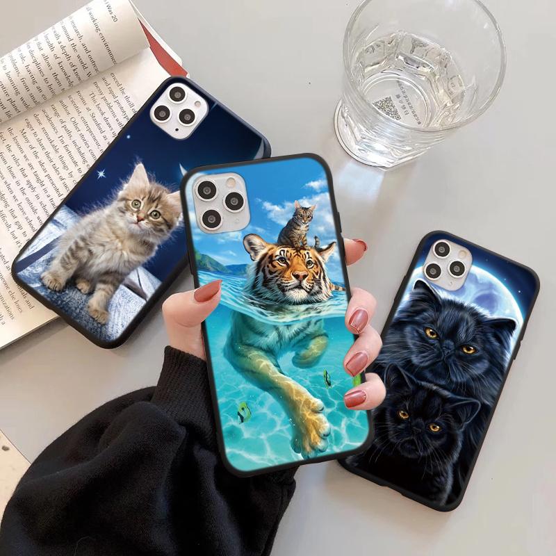 

Мягкий чехол для телефона с рисунком тигра и кота для Samsung iPhone 12 11 Pro Huawei Xiaomi Mi 11 Lite Redmi Cover