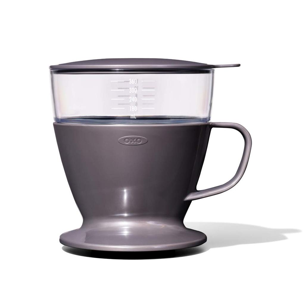 OXO Auto Drip Coffee Maker for Cups 360ml Charcoal Gray Trapezoidal Filter Dishwasher Safe Quick and Easy Coffee Dripper 1-2