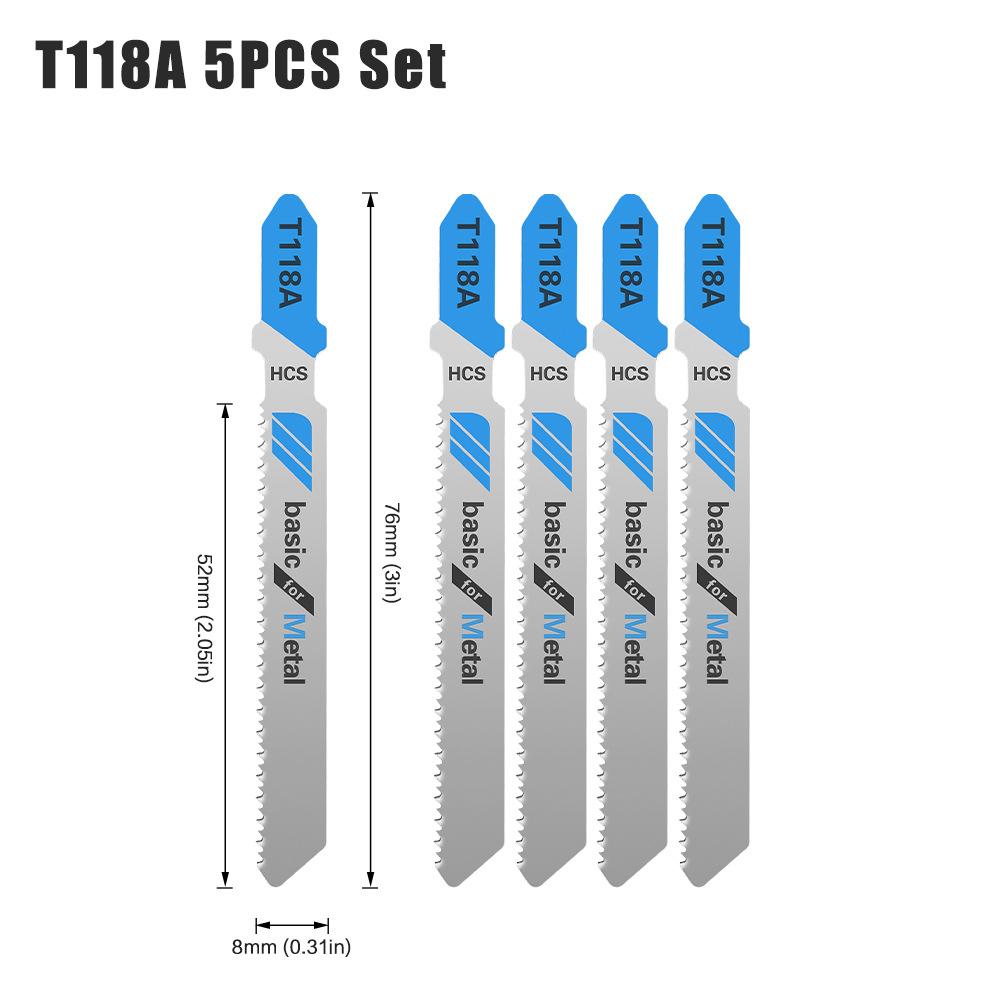 5PC T144D T244D T127D T111C HCS T-Shank Curved Jigsaw Blades For Wood Fast Cutting