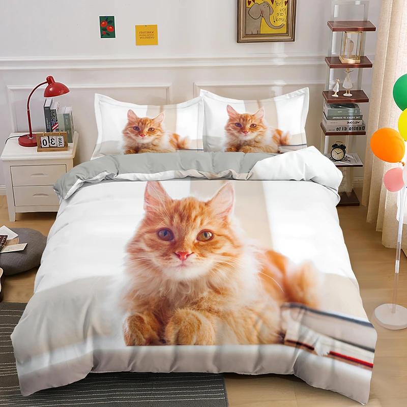 3PCS Single-sided Printed Bedding Set Comforter Funny Cute Pet Duvet Bedding Cover Pillows Comfortable Bedspreads For Kids Teens