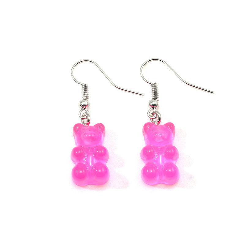 Colorful Jelly Resin Bear Earrings - European & American Fashion