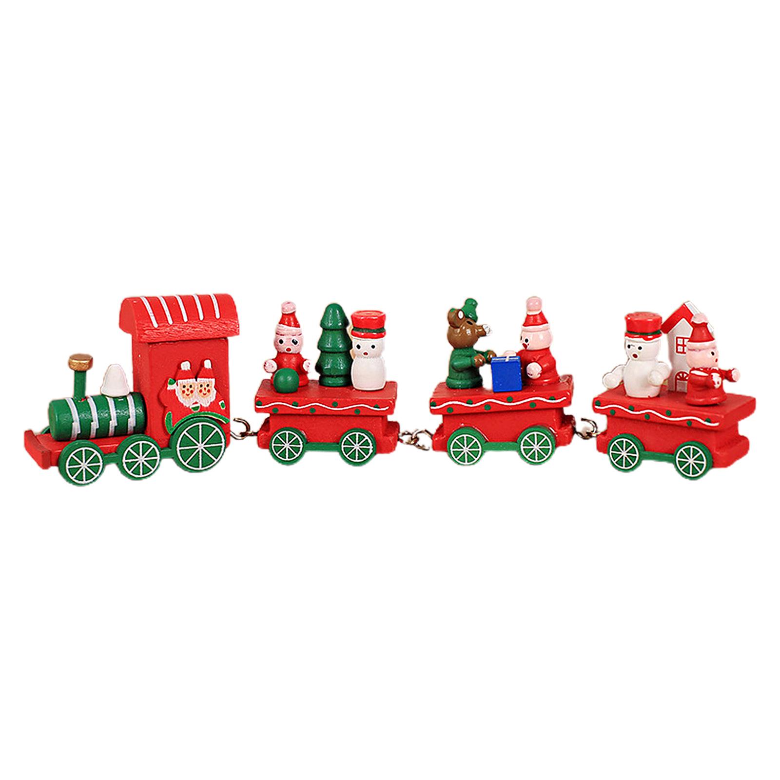 Handcrafted Wooden Christmas Train Ornament Decor - Vintage Holiday Train Miniature for Tree/Shelf/Gift, Eco-Friendly Festive Ho