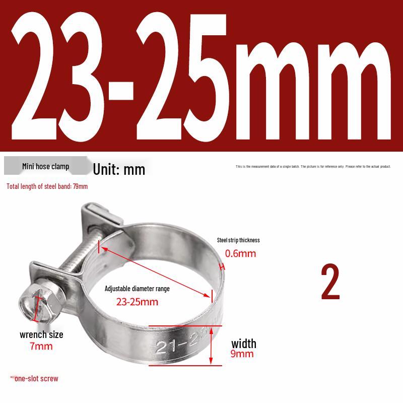 304 Stainless Steel Mini Hose Clamp for Water Pipes, Screw-Tightened Band Clip