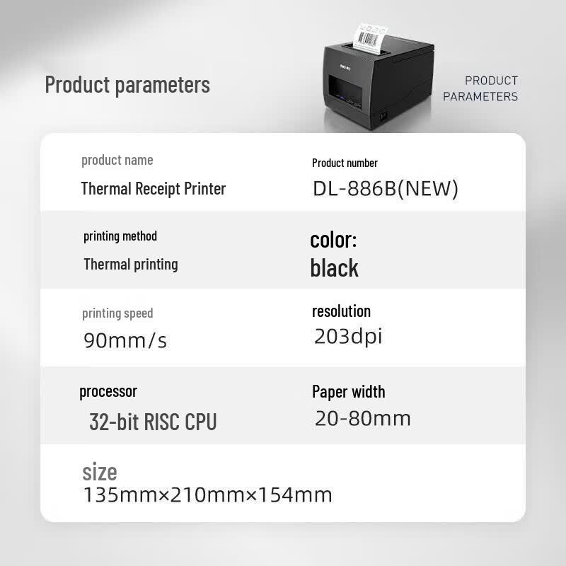 Deli DL-886BW Thermal Label Printer CN Plug (adapter Included)