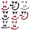Halloween Cattle Cosplay Costume Set, Cow Ear Headband Tail, Bowtie, Animal Dress Up Costume for Kid Girl Women Cosplay
