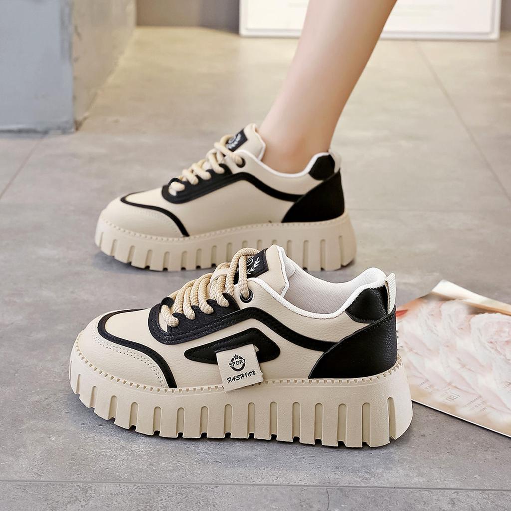 Shoes Women's Spring 2025 New Thick-soled Versatile Board Shoes Lightweight Soft-soled Waterproof and Non-slip Running Sneakers Women