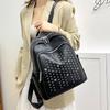 Backpack Women's New Korean Version PU Women's Backpack Simple and Large Capacity Fashionable Travel Rivet Backpack