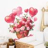 Romantic Heart Basket Floral Wall Sticker Self-Adhesive Removable for Bedroom Dorm Room Home Decor