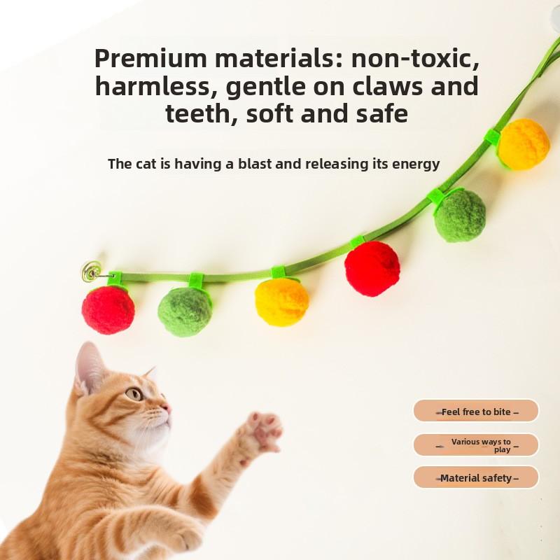 Cat Toys, Tomato Cat Teaser Sticks, Simulated Persimmon Cat Teaser Toys, Self-entertaining and Boring Gadgets with Bells, Catnip Products