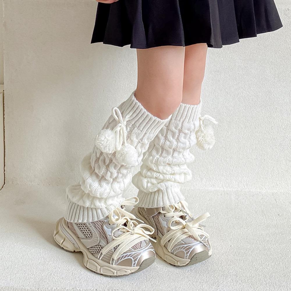 Korean Style Children's Sock Cover Plush Leg Cover Hairball Long Stacked Socks  Autumn and Winter