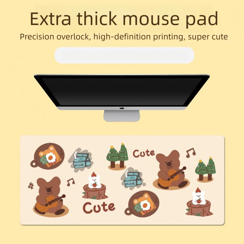30*80cm Roztomilá podložka na stůl s potiskem medvídka, podložka do herní místnosti, studovny, extra silná protiskluzová podložka odolná proti opotřebení, kreslená podložka pod myš pro notebook