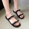 2025 with new bow open-toed children wear French skirt spring and summer half slippers flat shoes one-word belt