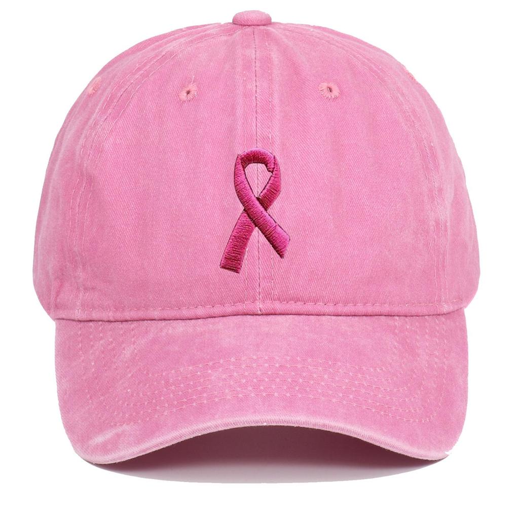 Breast Ribbon Embroidered Duckbill Cap for Sports & Sun Protection