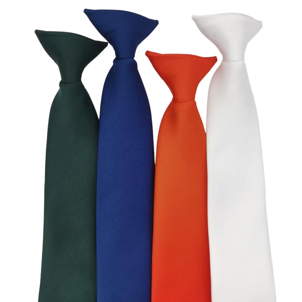 Mens Womens Solid Color Clip On Neck Tie for Uniform Pre Tied Adjustable Necktie for Business Meetings and Formal Event