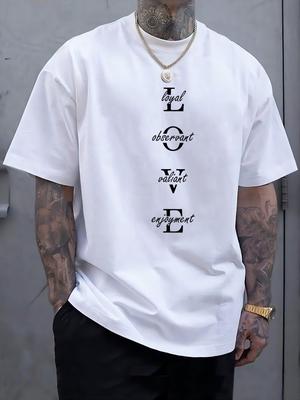 Nuova maglietta estiva casual da uomo, da giorno, da strada, alla moda, a maniche corte, con stampa 3D LOVE Letter, da uomo